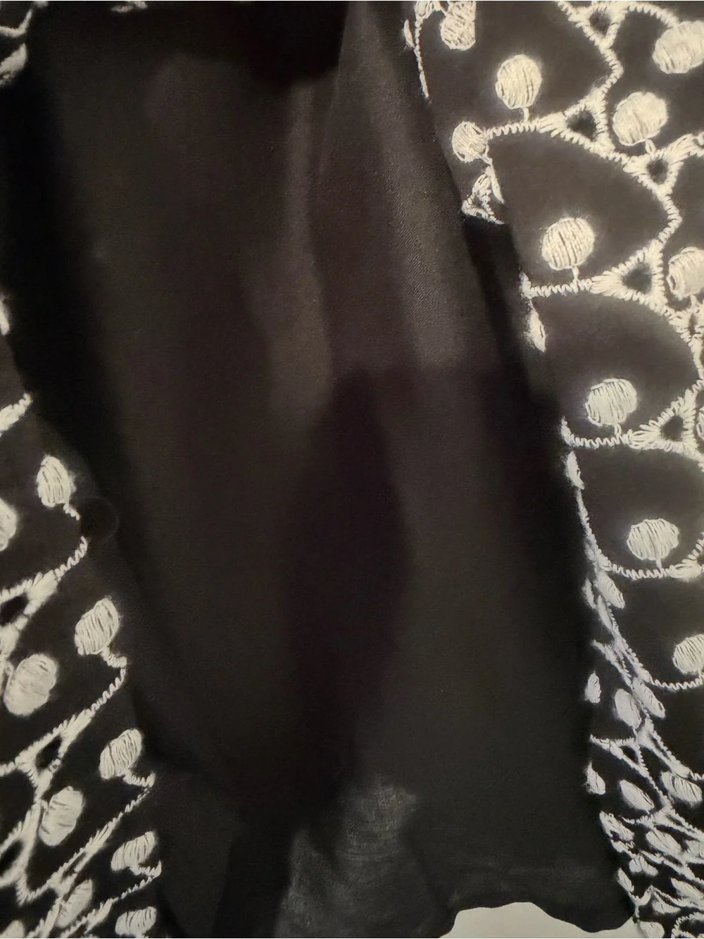 LOFT Black White Embroidery Eyelet Smocked Midi Dress flutter sleeve petite XS